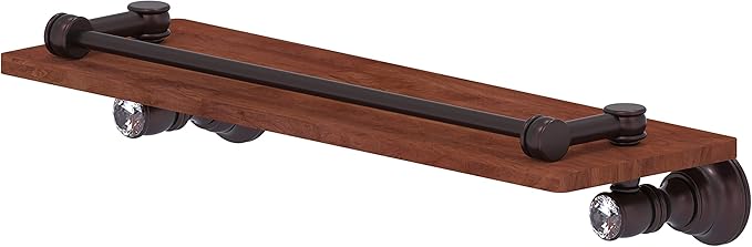 Allied Brass CC-1-16-GAL-IRW Carolina Crystal Collection 16 Inch Gallery Rail Wood Shelf, Antique Bronze