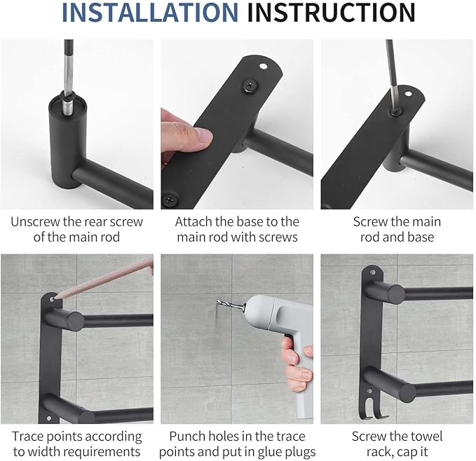 Double Towel Bar???adjustable16-28IN Matte Black Towel Racks for Bathroom, Stainless Steel Towel Holder,Suitable for Bathrooms and Kitchens