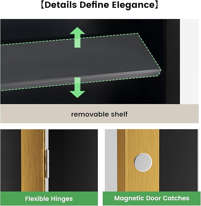 SogesHome Recessed Bathroom Mirror Medicine Cabinet with Storage, 15.7 x 23.6 Inch Wall Mounted Modern Octagon Vanity Organizer with Shelves, Space-Saving Elegant Bathroom Storage, Gold