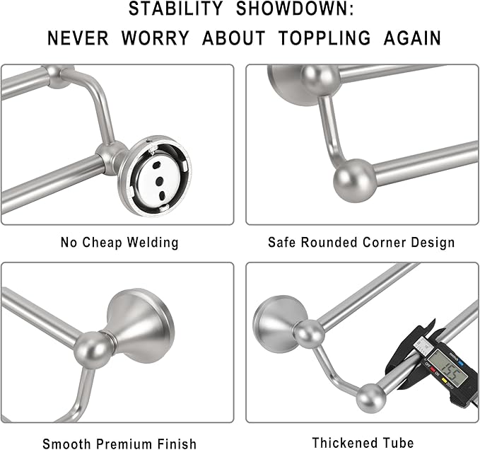 #304 Stainless Steel Double Towel Bar,Optional Different Length Installation (Chrome-24 inches, Double Towel bar)