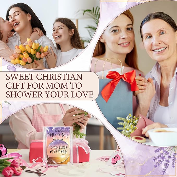 60 Set Mother's Day Inspirational Compact Mirror Religious Bulk Gift for Women Christian Mini Makeup Pocket Mirror Administrative Professional Gift with Card for Volunteer Employee Teacher (Lavender)