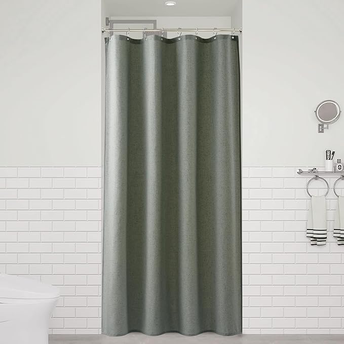Naturoom Desert Sage 48 Inch Shower Curtain - Stall Narrow Half Linen Ultra Thick Fabric Shower Curtain Set with Hooks, Boho Farmhouse Rustic RV Camper Bath Curtains for Bathroom, 48x72