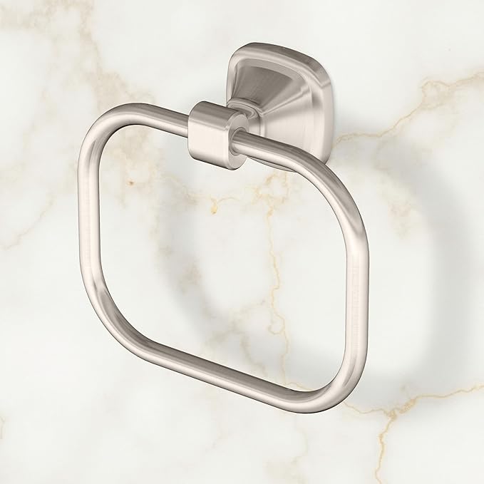 Gatco 5512SN Beverly Towel Ring | Elegant Hand Towel Holder for Bathroom | Luxury Design, Heavy Duty Metal | Satin Nickel Finish