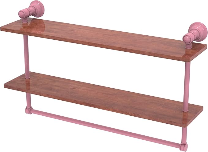Allied Brass CL-2-22-IRW-PNK Carolina Collection 22 Inch Two Tiered Wood Shelf, Pink