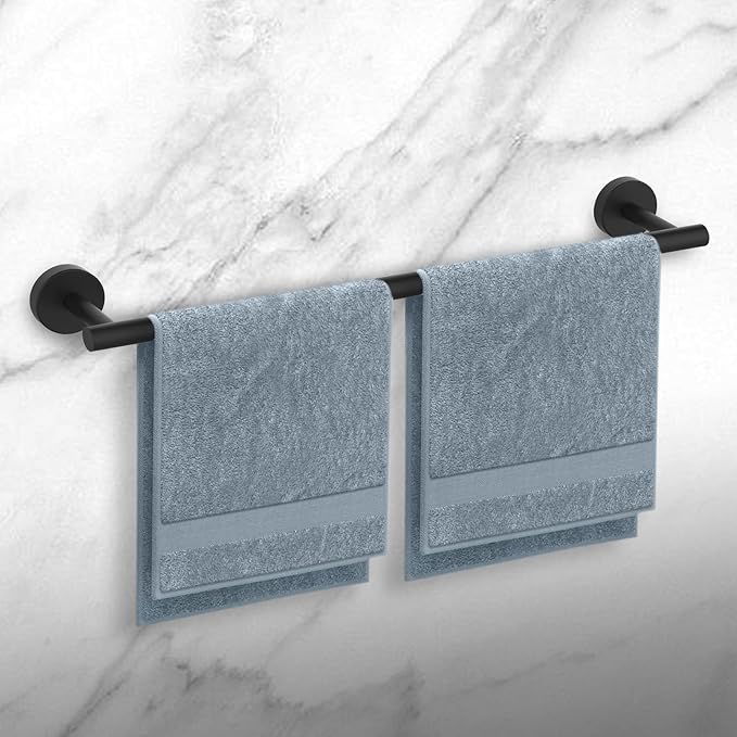 Newfun 16 Inch Matte Black Bathroom Towel Bar, 2Pcs Towel Racks for Bathroom Rod Classic SUS304 Stainless Steel Bathroom Towel Holder Wall Mounted