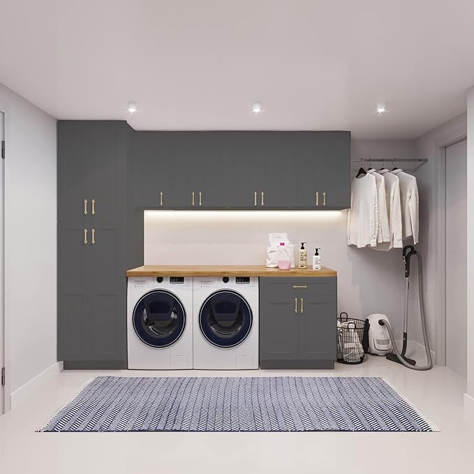 ROOMTEC Wood Wall Cabinet,RTA Single Door Medicine Cabinet with Adjustable Shelves and Soft-Close Door for Kitchen, Bathroom, and Laundry. 12" D*18" W*36" H, Shaker Grey