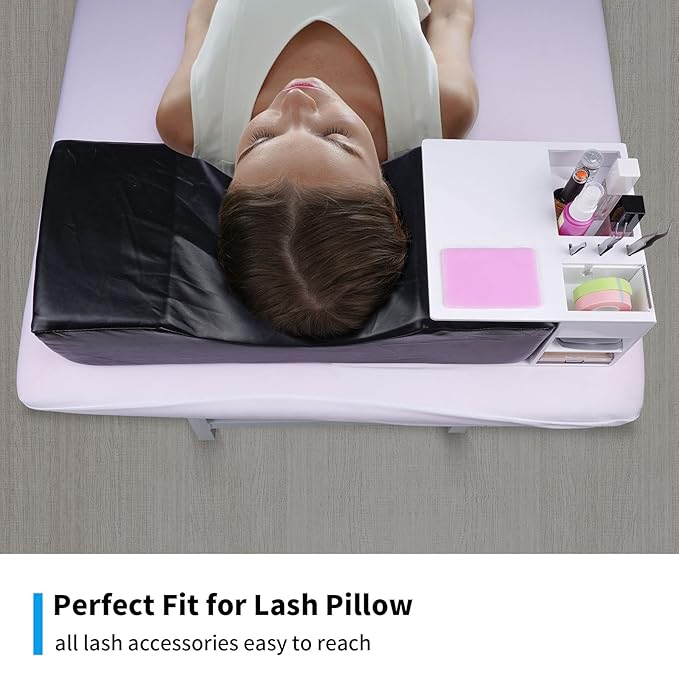Eyelash Extension Pillow Shelf Stand with Tape Dispenser Cutter, Makeup Tool Display Cabinet Shelves, Tool Organizer for Eyelash Extension Pillow