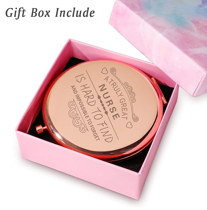 Nurse Appreciation Gifts for Women, Thank You Gift for Nurses, Personalized Compact Mirror, Nurse Week Graduation Basket Stuffers
