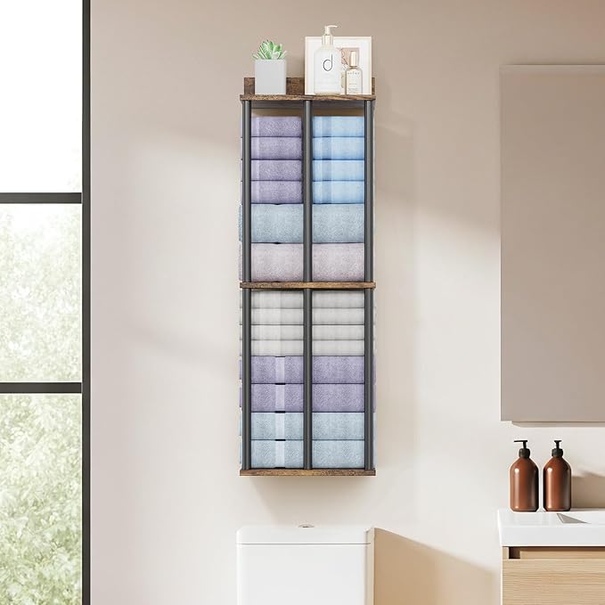 Large Capacity Three-Layer Towel Racks for Bathroom Wall Mounted, Updated 3 Bar Towel Holder for Bath Wall, Bath Towel Rack for Bathroom Wall, Metal Small Bathrooms Towel Storage Rack, Rustic