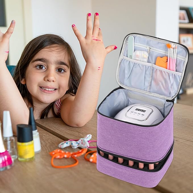 Travel Nail Polish Organizer, Holds 30 Bottles (15ml), Double-layer Nail Polish Carrying Case, Large Capacity Portable Storage Bag for Nail Varnish and Manicure Set