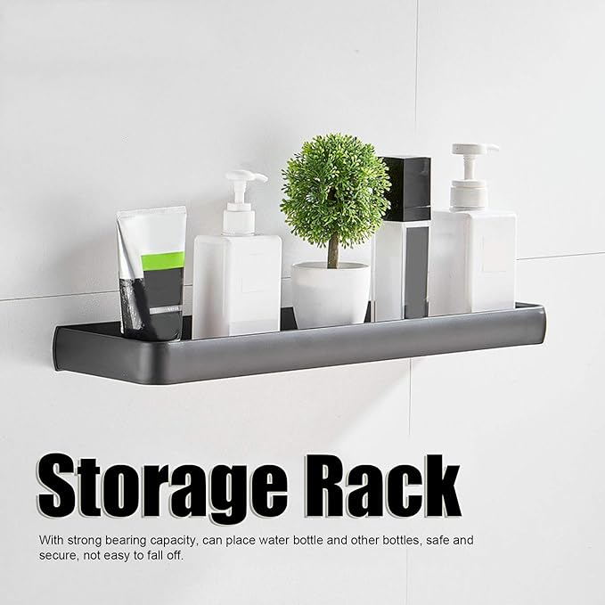30cm Bathroom Shelf, Wall Mounted Storage Rack, Aluminum Material, with Heightened Fence Design, Ideal for Home Bathrooms (Monolayer)