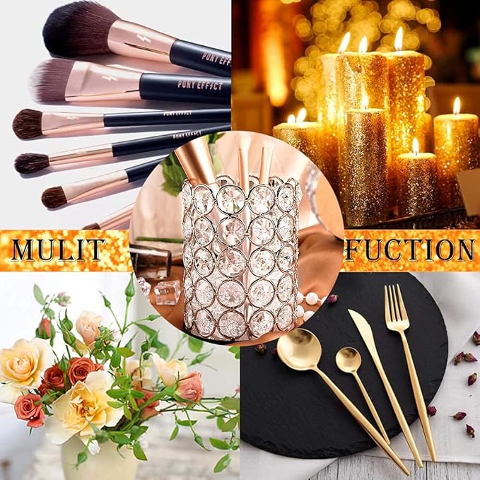 ShellKingdom Makeup Brush Holder, Clear Crystal Diamond Cosmetic Brush Storage Organizer Holder, Candle Holder for Wedding Christmas Birthdays Gifts Home Office Decor Dresser