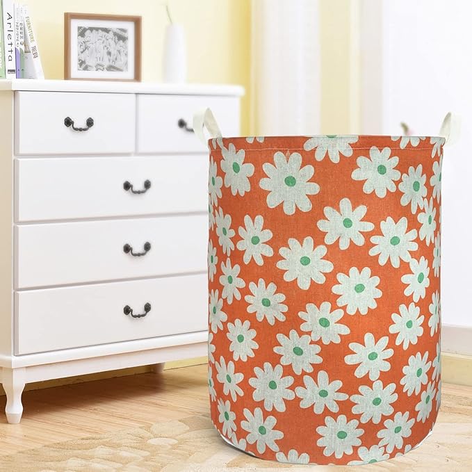 Merdes 19.7?€??€? Waterproof Foldable Laundry Hamper, Dirty Clothes Laundry Basket, Linen Bin Storage Organizer for Toy Collection (Little Flower)