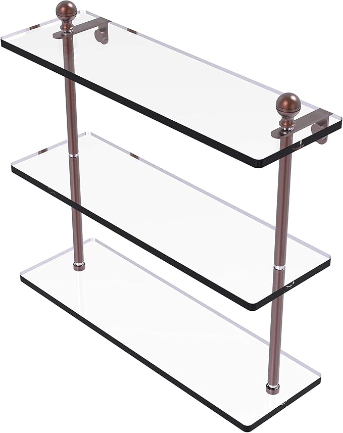 Allied Brass MA-5/16 Mambo Collection 16 Inch Triple Tiered Glass Shelf, Antique Copper