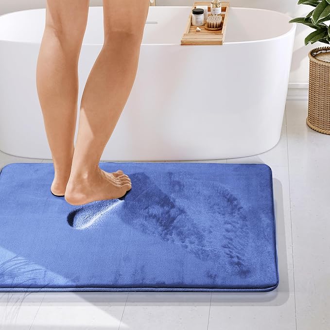 Clara Clark Bathroom Rugs, Velvet Memory Foam Bath Mat, Non-Slip Bath Rugs, Machine Wash, Dries Quickly, Ultra Soft Plush Bath Mats for Bathroom,