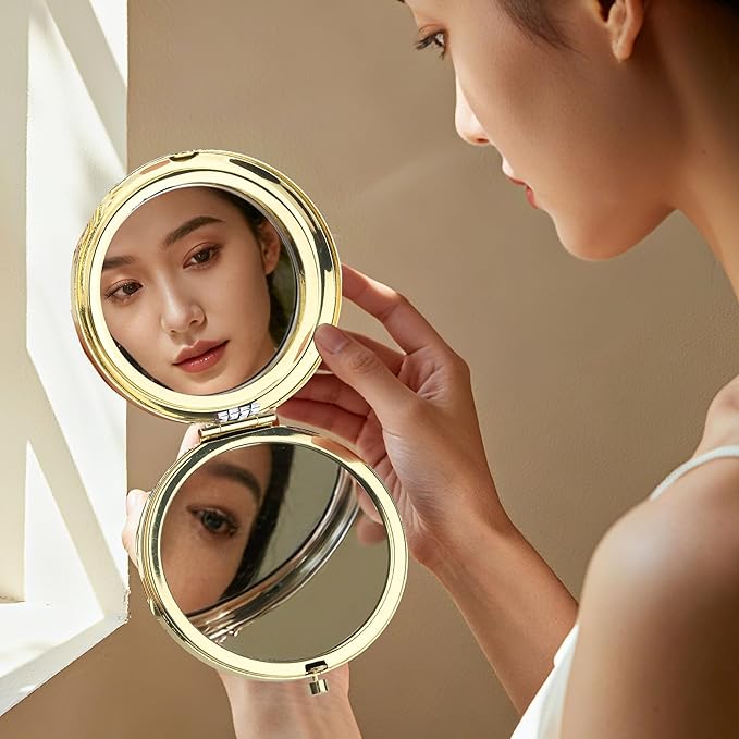 AKTAP Fairy Tale Gifts Princess Fans Compact Mirror I Will Sit with You in The Dark Makeup Mirror for Women (A Princess Gold Mirror)