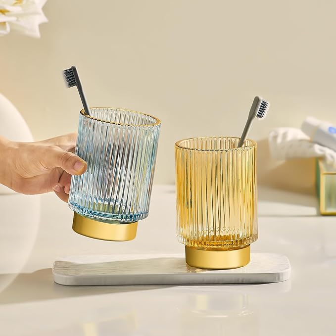 Makeup Brush Holder Organizer,Toothbrush Holders,Desk Pen Pencil Holder,Multifunctional Vintage Glass Brush Cup???S/Milky White/A3-US???