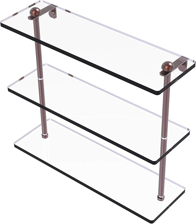 Allied Brass RC-5/16 16 Inch Triple Tiered Glass Shelf, Antique Copper
