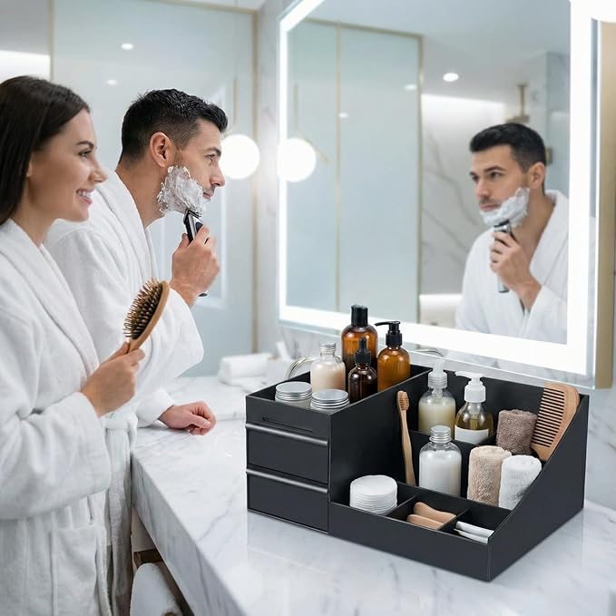 Cologne Organizer for Men, Perfume Organizer with 2 Drawers, Organizer for Bathroom or Bedroom Countertop, for Perfumes, Skincare Products, and Daily Necessities Storage, Gifts for Men