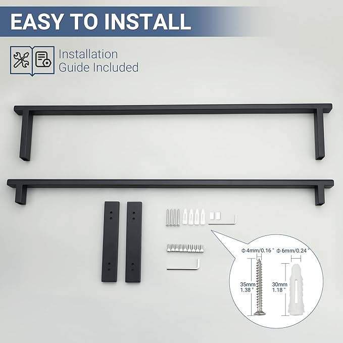 SAYAYO Double Towel Bar for Bathroom, 31.5 Inch Matte Black Bath Towel Rack Towel Holder Wall Mounted, SUS304 Stainless Steel