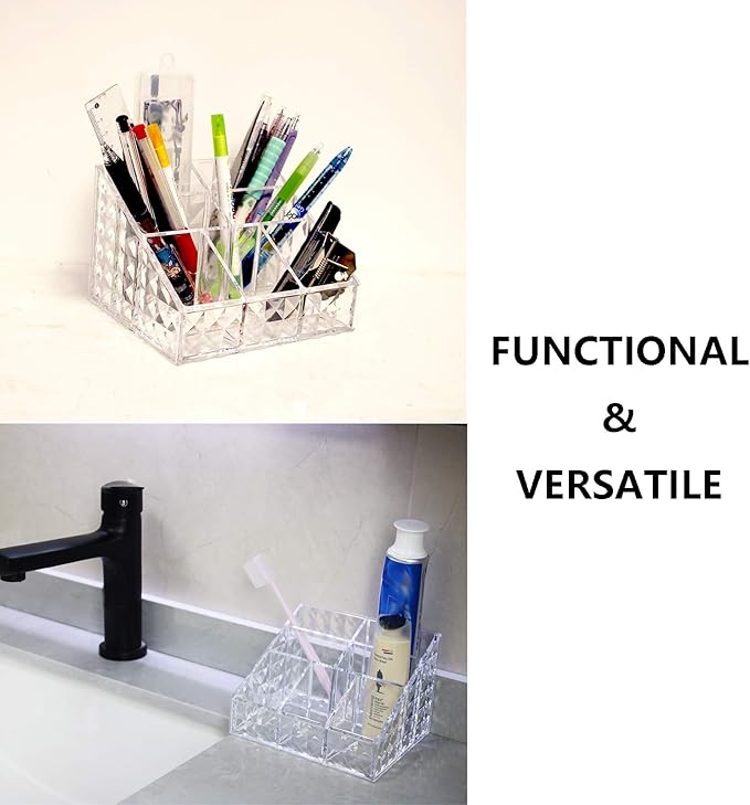 Clear Makeup Organizer for Brushes,Nail Polishes,Perfumes,Lipsticks,Office Supplies,Cosmetic Display Storage Vanity Case for Countertop,Dresser,Bathroom,Bedroom,Office,1025