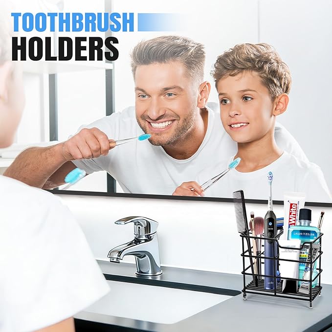 Toothbrush Holders for Bathrooms, Stainless Steel Toothbrush Holder for Kids and Adults, Electric Toothbrush and Toothpaste Holder, Rustproof Bathroom Accessories Organizer