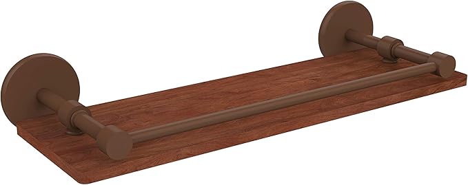 Allied Brass P1000-1-16-GAL-IRW Prestige Skyline Collection 16 Inch Solid IPE Ironwood Gallery Rail Wood Shelf, Antique Bronze