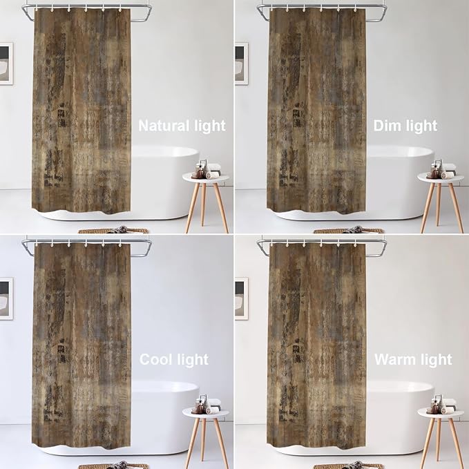Shrahala Brown Abstract Art Decorative Shower Curtain, Grey Acrylic Bathroom Decor Polyester Fiber Waterproof with Plastic Rings for Shower Stall Bathtubs 72 x 36 in