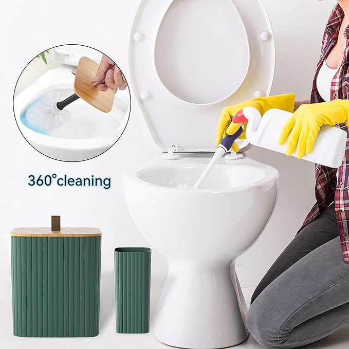 Bathroom Set - 9PCS Green Bathroom Accessories Set Toilet Brush Holder Set Soap Dispenser Decorative Countertop Bathroom Accessory Set with Trash Can Bathroom Decor Set for Home, Restroom