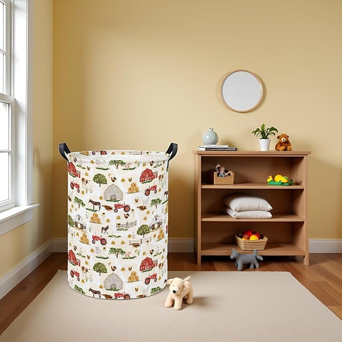 Baby Laundry Hamper kids laundry Basket Waterproof Storage Bin for Bedroom Toy Clothes Organizer Basket Woodland Animals Room D??cor(Farm)