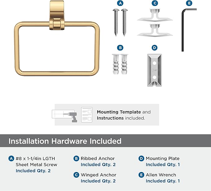 Amerock BH36052 Davenport 5-1/4" Wall Mounted Towel Ring - Champagne Bronze