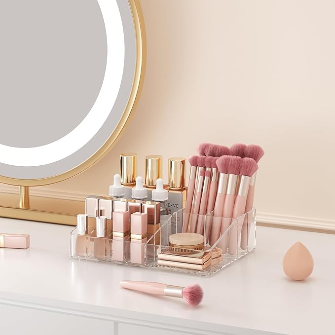 Bathroom Counter Organizer Clear - 3Pcs Stackable Makeup Countertop Organizer for Vanity - Multi-Purpose Skin Care Lipstick Cosmetic Organizer