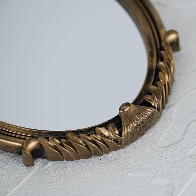 Vintage Gold Plastic Oval Makeup Mirror (Bronze, 11 * 7inches)