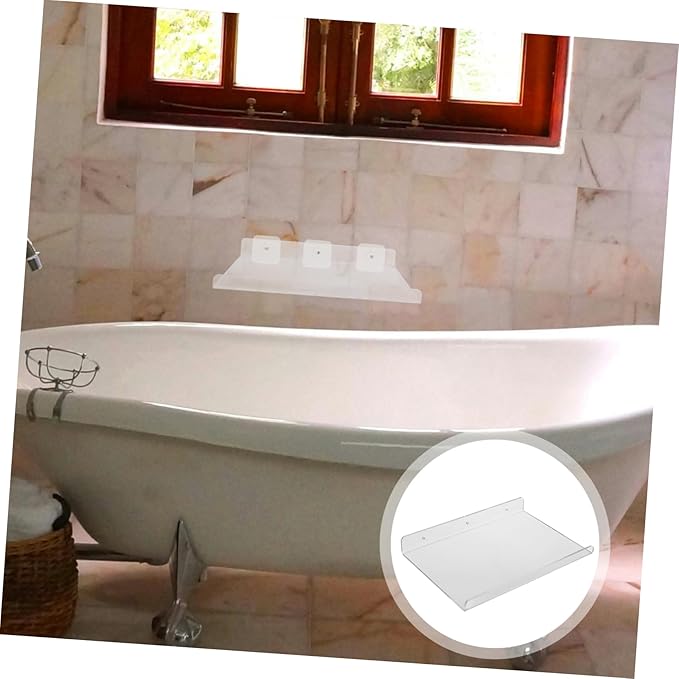 MAGICLULU Wall Mounted Acrylic Shelf for Bathroom Storage Floating Shower Shelf Waterproof Easy Installation Space-Saving Design Suitable for Home and Travel