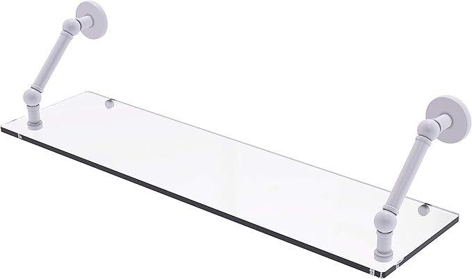 Allied Brass WP-2TB/22-GAL-WHM 22 Inch Gallery Double Glass Towel Bar Shelf, Matte White