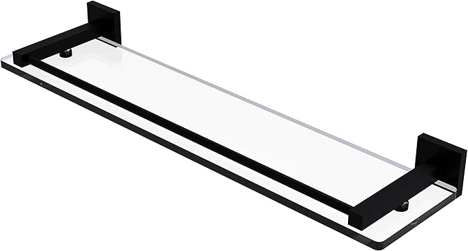 Allied Brass MT-1-22-GAL Montero Collection 22 Inch Gallery Rail Glass Shelf, Matte Black