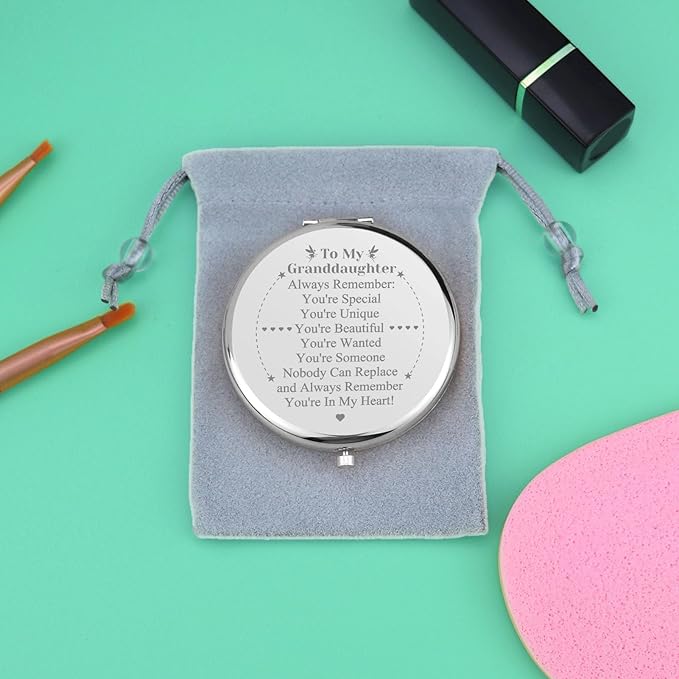 Granddaughter Gifts from Grandma Travel Makeup Mirror Granddaughter Graduation Gifts Inspirational Gift Rose Gold Compact Makeup Mirror Granddaughter Gifts from Grandparents Christmas Birthday Gifts