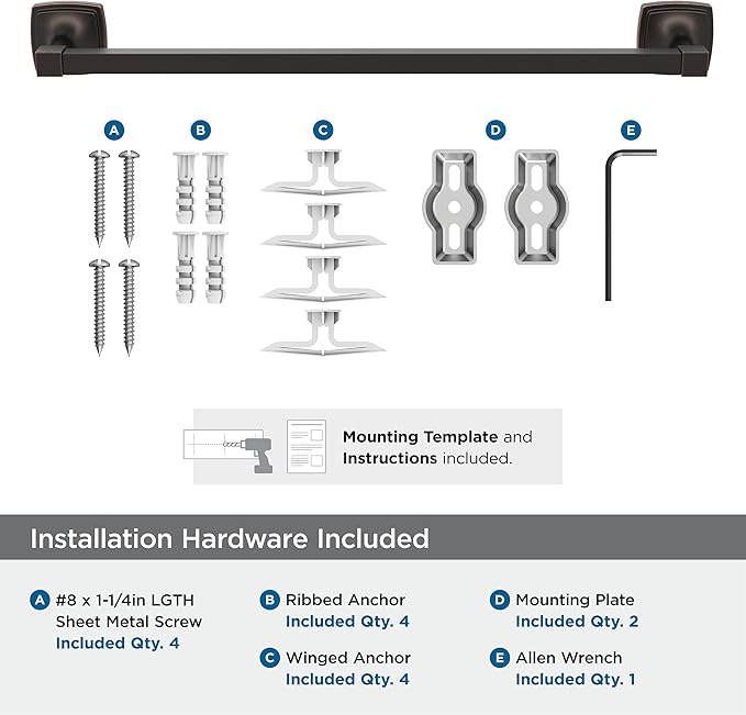 Amerock BH36093ORB | Oil Rubbed Bronze Towel Bar | 18 in (457 mm) Towel Rack | Stature | Bathroom Towel Holder | Bathroom Hardware | Bath Accessories