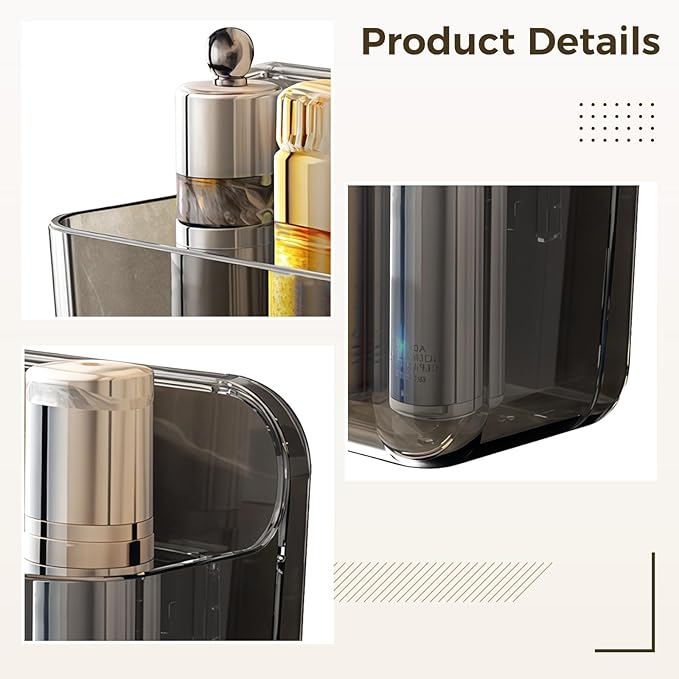 Waterproof Bathroom Shelf, No Drill Plastic, Self Adhesive Wall Mount, 7.1 X 5.5 X 3.7 in / 18 X 14 X 9.5 Cm, Wall Organizer
