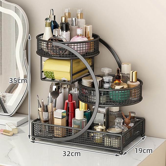 Multiple Tiers Metal Cosmetic Organizers Modern Storage Rack For Skincare Lipsticks Bathroom Countertop Without Tool