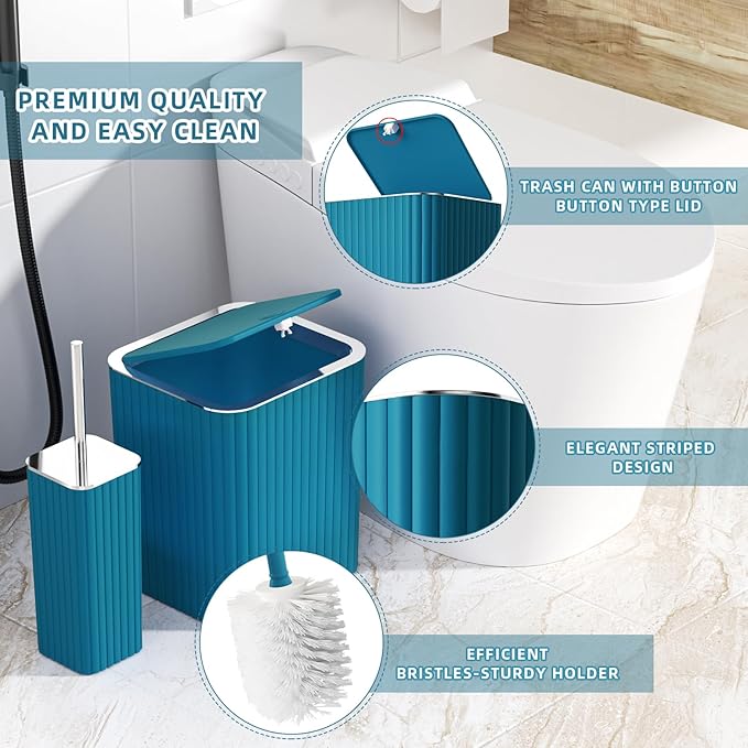 XLHOMO Bathroom Accessories Set - 26PC Gorgeous Teal Bathroom Set, Bathroom Accessory Set, Shower Curtain Set with Bathtub Mats for Shower Tub, Trash Can & Soap Dispenser