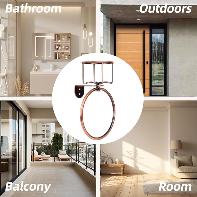 1Pcs Vintage Towel Ring with Candle Holder – Unique Antique Rustic Bathroom Accessories, Towel Holder, Wall-Mounted, Sturdy (Antique)