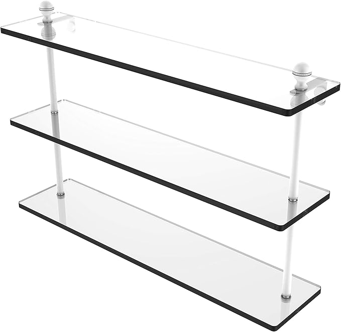 Allied Brass MA-5/22 Mambo Collection 22 Inch Triple Tiered Glass Shelf, Matte White