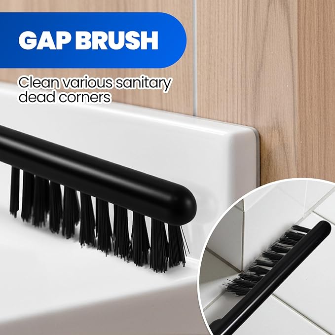 4-Piece Toilet Brush and Plunger Set, Extended Handle Plunger,Toilet Bowl Brush Plunger Set,Bathroom Cleaning Tools,Cleaning Brush,Cleaning Supplies,Toilet Brush Plunger Combo,Black(20inch)