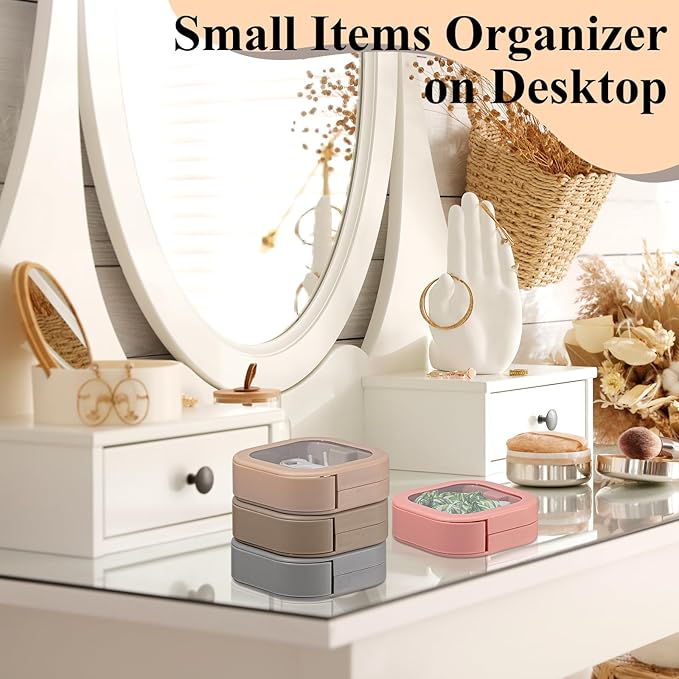 Kathfly 4 Pcs Multicolor Hair Tie Organizer Portable Hair Accessory Storage Containers Stackable Tie Bobby Pin Holder Home Cotton Swab Dispenser Accessories Jewelry Organizer Box