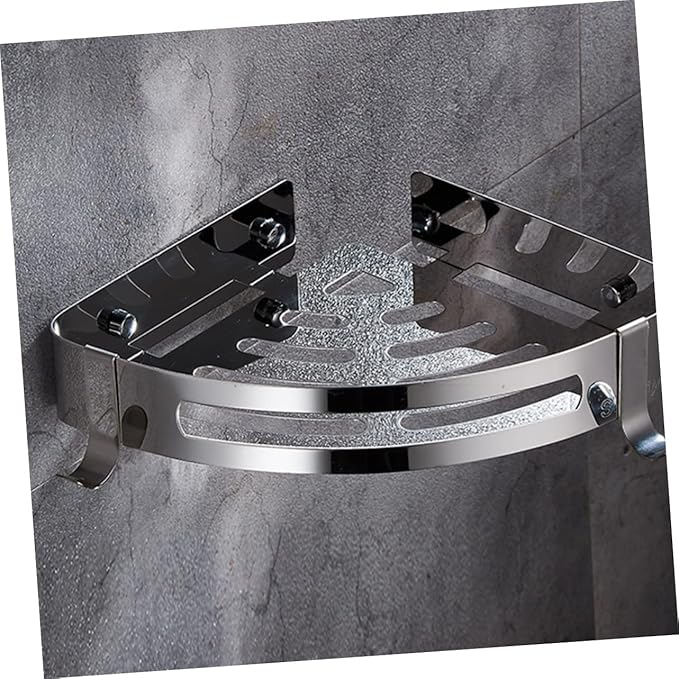 Luxshiny 2pcs Stainless Steel Portable Bathroom Shelf No Drilling Corner Organizer Hooks for Bathroom and Kitchen High Load-bearing Design for Efficient Storage
