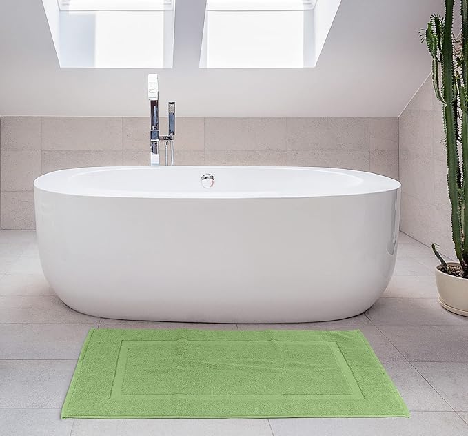 Utopia Towels Cotton Banded Rug, Bath Mats, Not a Bathroom Rug, 21 by 34 Inches, 100% Ring Spun Cotton, Highly Absorbent Shower Bathroom Floor Mat,Sage Green, 2 Pack