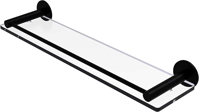 Allied Brass FR-1/22G Fresno Collection 22 Inch Vanity Rail Glass Shelf, Matte Black