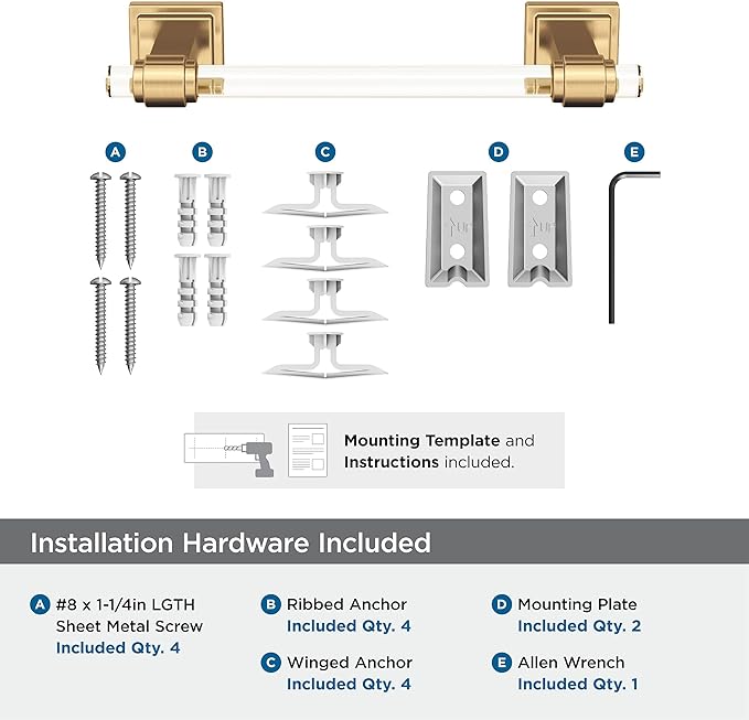 Amerock BH36065CCZ | Clear/Champagne Bronze Towel Bar | 8 in. (203 mm) Towel Rack | Glacio | Bathroom Towel Holder | Bathroom Hardware | Bath Accessories