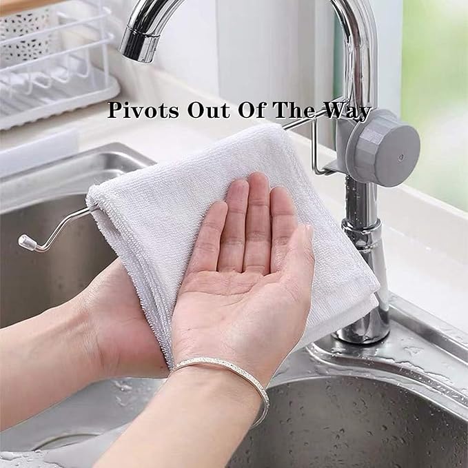 Towel Holder for Kitchen Sink, 2 PCS Faucet Storage Rack Faucet Towel Bar Stainless Steel Faucet Rack Kitchen Towel Holder for Kitchen
